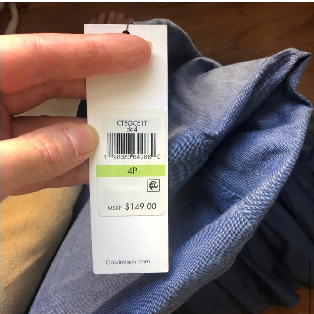 NWT Calvin Klein Denim Cotton Tiered Ruffle Hem Shirtdress Size 4P - Picture 8 of 11